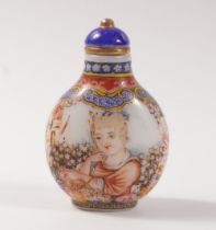 CHINESE POLYCHROME GLASS SNUFF BOTTLE
