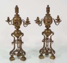 PAIR 19TH-CENTURY FRENCH GILT BRONZE CANDLEABRAS