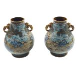 PAIR CHINESE QING CLOISONNE VASES