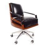 DESIGNER WALNUT & CHROME SWIVEL CHAIR