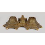 19TH-CENTURY GILT BRONZE PEN & INK STAND