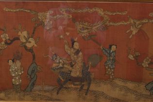 CHINESE QING PAINTED SILK PANEL