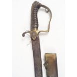 GEORGE III OFFICER'S SWORD & LEATHER SCABBARD