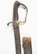 GEORGE III OFFICER'S SWORD & LEATHER SCABBARD