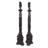 PAIR 19TH-CENTURY CHINESE CARVED TORCHERES