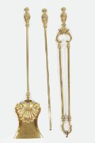 SET OF 3 GEORGIAN BRASS FIRE IRONS