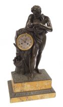 FRENCH EMPIRE BRONZE FIGURAL MANTEL CLOCK