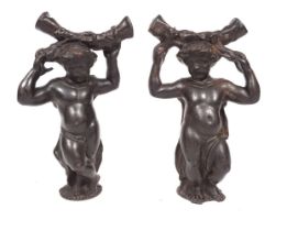 PAIR LATE 18TH-CENTURY CAST IRON FIGURES