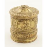 19TH-CENTURY GILT BRASS LIBRARY POWDER CANISTER