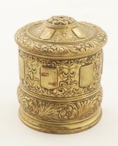 19TH-CENTURY GILT BRASS LIBRARY POWDER CANISTER