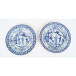 PAIR 18TH-CENTURY BLUE AND WHITE PLATES