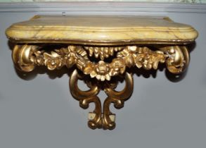 19TH-CENTURY WALL MOUNTED GILT CONSOLE TABLE