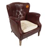 EDWARDIAN HIDE UPHOLSTERED CLUB ARMCHAIR