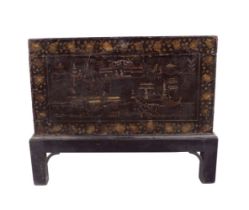 18TH-CENTURY CHINESE LACQUERED TRUNK ON STAND