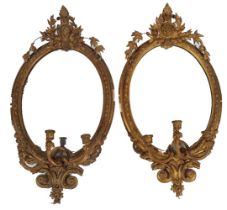 PAIR 19TH-CENTURY GILT FRAMED GIRANDOLES