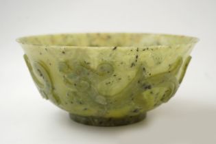 LARGE CHINESE QING SPINACH JADE BOWL