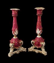 PAIR OF FRENCH PORCELAIN CANDLE HOLDERS