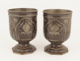 PAIR 19TH-CENTURY INDIAN PEDESTAL CUPS