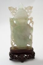 CHINESE GREEN JADE URN