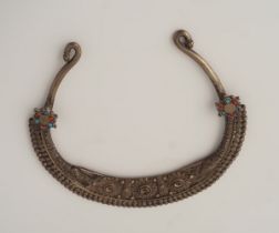 19TH-CENTURY SILVER & TURQUOISE BERBER NECKLACE