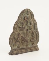 19TH-CENTURY INDIAN BRONZE PORTABLE VOTIVE STELA