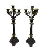 PAIR REGENCY BRONZE AND ORMOLU CANDELABRA