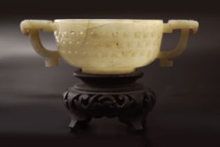 CHINESE QING WHITE JADE MARRIAGE CUP