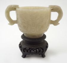 CHINESE QING WHITE JADE MARRIAGE CUP