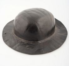 EDWARDIAN LEATHER-BOUND MINER'S HELMET