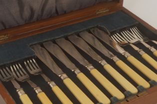 EDWARDIAN CANTEEN OF FISH CUTLERY