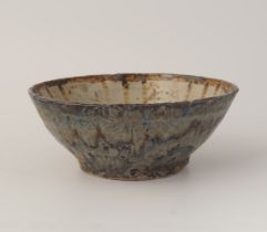 MID-CENTURY ENAMELLED BEIGE AND BLUE BOWL