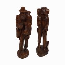 PAIR LATE 19TH-CENTURY CARVED WOOD SCULPTURES