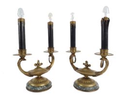 PAIR OF ORMOLU & MARBLE TABLE LAMPS