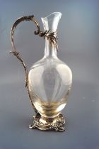 SILVER MOUNTED GLASS CLARET JUG