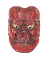 JAPANESE MEIJI LACQUERED WOOD TENGU MASK