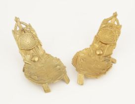 TWO 19TH-CENTURY GILT BRONZE WATCH HOLDERS