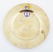 GERMAN GILDED SILVER CRESTED DISH