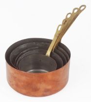 SET OF 5 GRADUATED COPPER SAUCEPANS