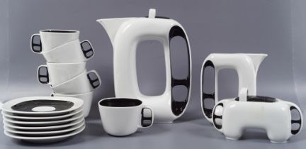 15 PIECE ART DECO BLACK AND WHITE COFFEE SET