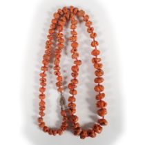 CHINESE CORAL PEBBLE NECKLACE