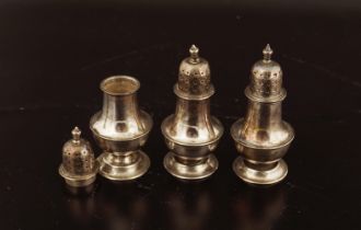 SET OF THREE CRESTED SILVER CONDIMENTS