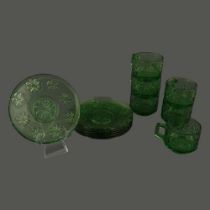 TURKISH GREEN GLASS TEA SET