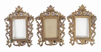 GROUP OF 3 19TH-CENTURY GILT METAL PHOTO FRAMES