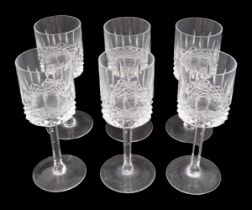 6 DUBLIN WHITE WINE CRYSTAL GLASSES