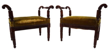 PAIR 19TH-CENTURY MAHOGANY STOOLS