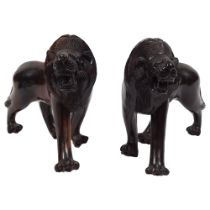 PAIR LARGE CARVED EBONY SCULPTURES