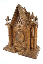 LATE 19TH-CENTURY MATCH STICK CATHEDRAL CLOCK