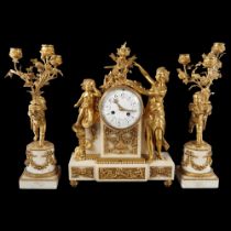 19TH-CENTURY FRENCH ORMOLU CLOCK GARNITURE