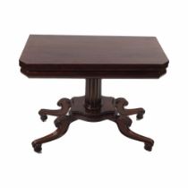 19TH-CENTURY ROSEWOOD FOLD OVER CARD TABLE