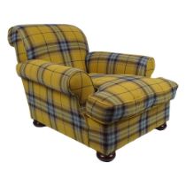 DESIGNER TARTAN UPHOLSTERED ARMCHAIR